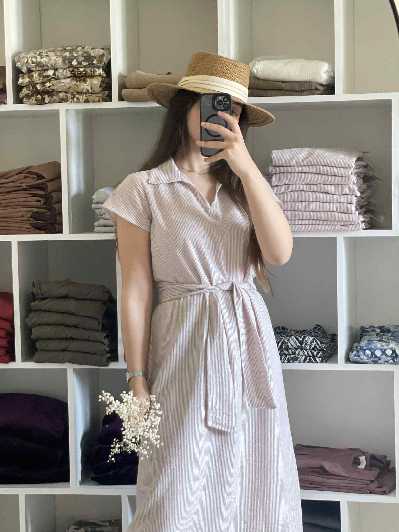 robe by mine Robe à rayure beige