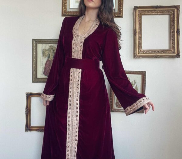 Caftan Velours Bordeaux