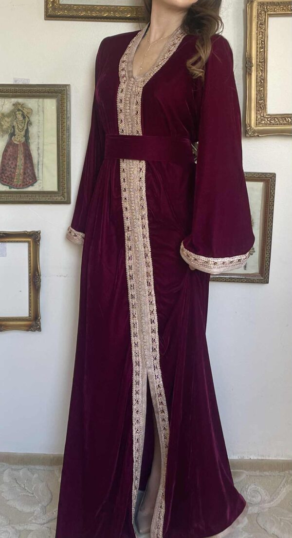 Caftan Velours Bordeaux