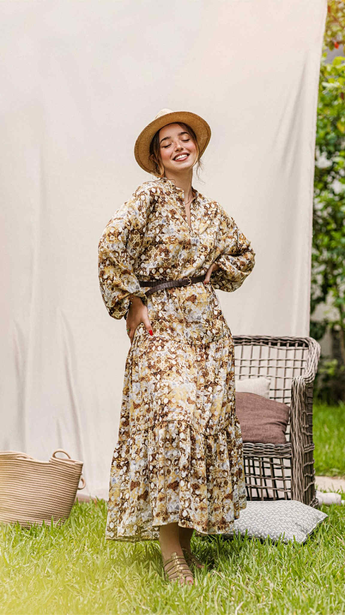 ROBE LONGUE BARIOLÉE Robe bariolée marron