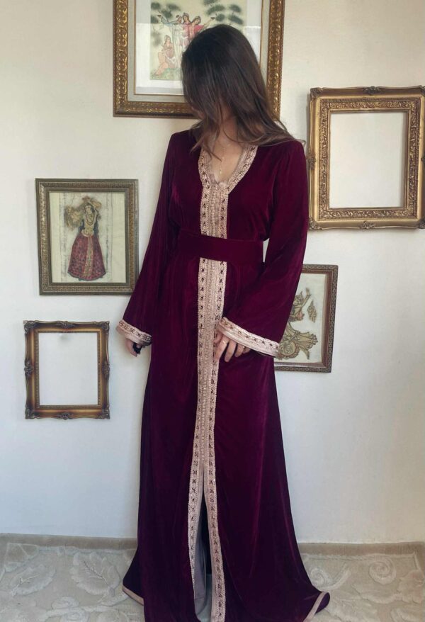 Caftan Velours Bordeaux