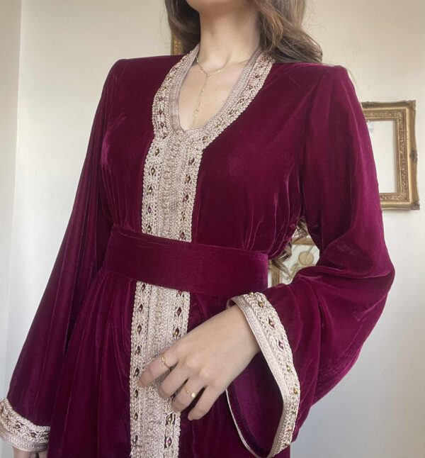 Caftan Velours Bordeaux