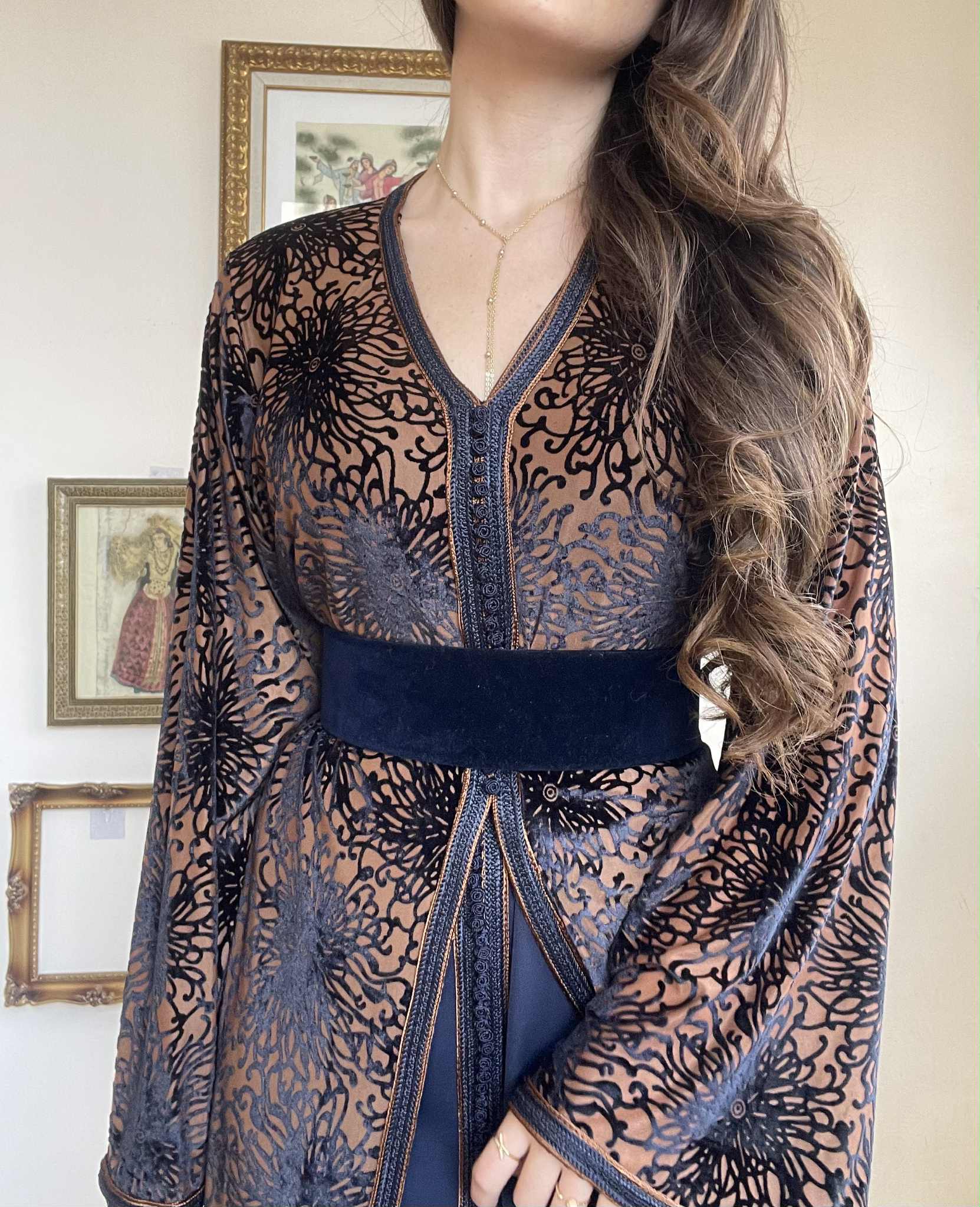 Caftan Velours de Soie Bleu