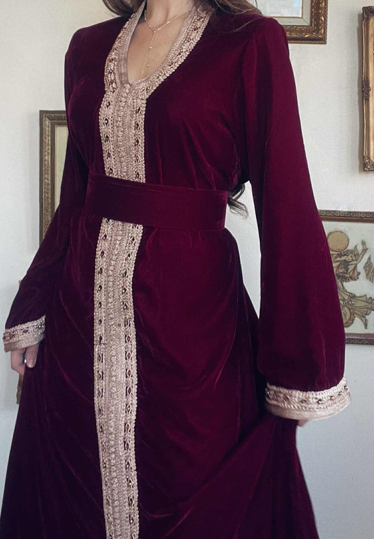 Caftan Velours Bordeaux