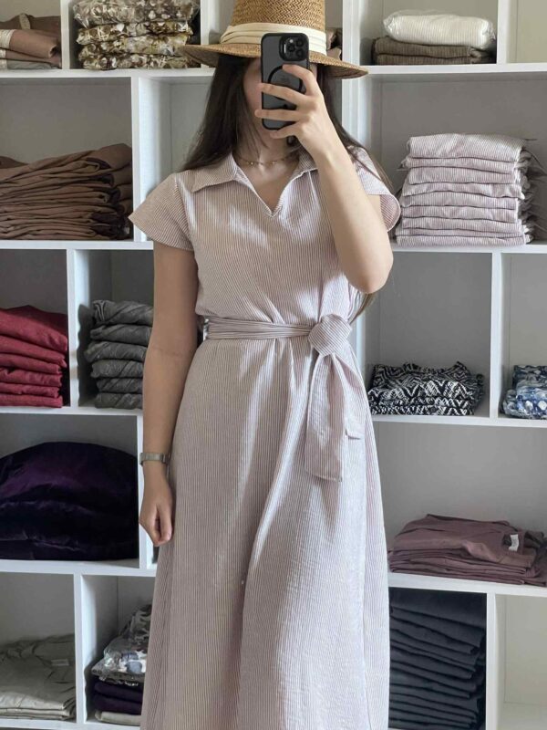 robe chic summer algerie Robe à rayure beige