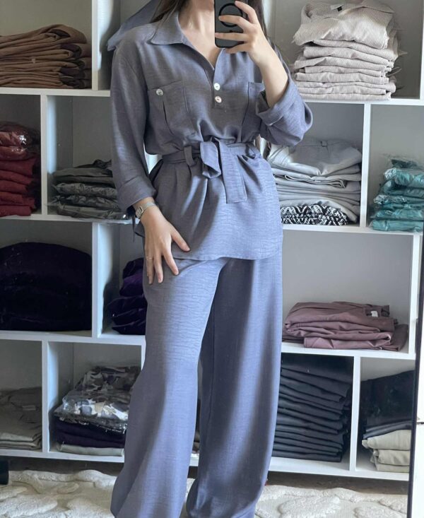 ENSEMBLE LIN MINE Ensemble bleu-gris